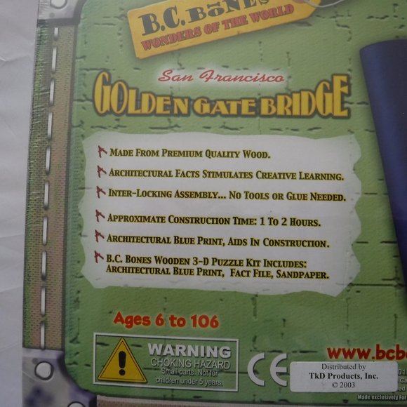 B.C. Bones 3D Wooden Puzzle Golden Gate Bridge - Picture 6 of 8